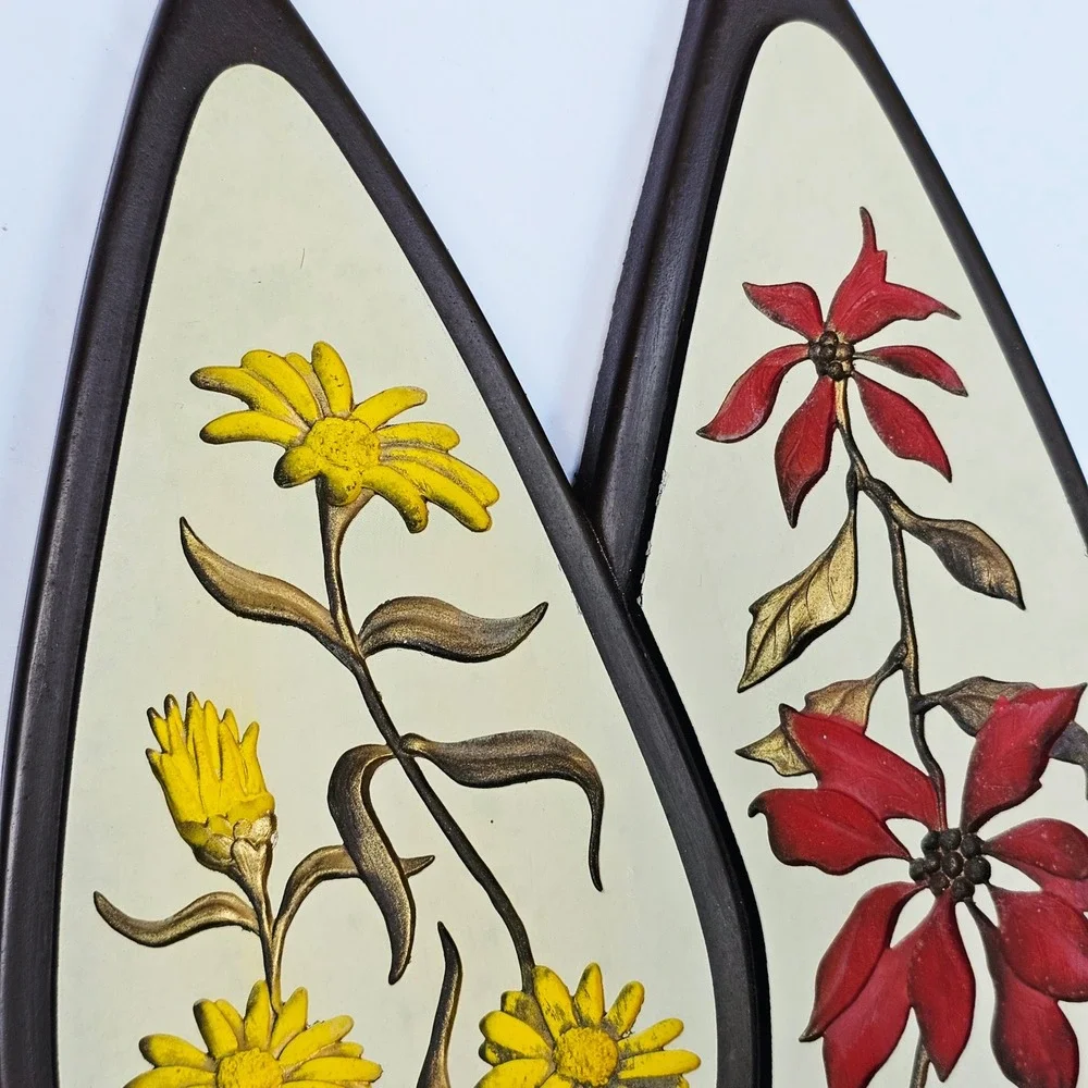 1962 Richter Floral Wall Plaque Mid Century Modern MCM Diamond Art Retro Kitsch